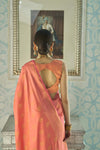   Zari Weaving Peach Banarasi Silk Saree