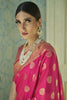 Gold Zari Border Pink Banarasi Silk Saree