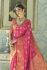 Gold Zari Border Pink Banarasi Silk Saree