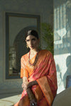 Women's Stylish Light Shade Orange Banarasi Silk Woven Saree - Bahuji - Premium Silk Sarees Online Shopping Store