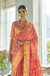  Orange banarasi silk saree