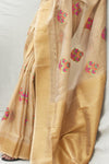 Almond White Colour Cotton Silk Saree With Plan Blouse - Bahuji - Premium Silk Sarees Online Shopping Store