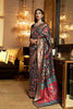 Spider Black Printed Woven Paithani Silk Saree With Blouse - Bahuji - Premium Silk Sarees Online Shopping Store