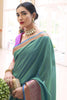 Traditional Partywear Castleton Green Colour  Kanjivaram Silk Saree With Blouse - Bahuji - Premium Silk Sarees Online Shopping Store