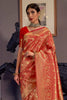 Glossy look red kanjivaram Saree 