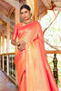 Sherbert Orange And Pink Shade Zari Woven Kanjivaram Saree
