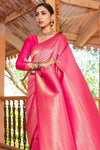 Pink shine designer silk saree