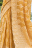 Granola Yellow Lucknowi Cotton Silk Saree With Plan Blouse - Bahuji - Premium Silk Sarees Online Shopping Store