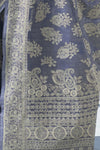 Pewter Gray Lucknowi Cotton Silk Saree With Plan Blouse - Bahuji - Premium Silk Sarees Online Shopping Store