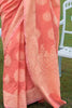 Starfish Orange Lucknowi Cotton Silk Saree With Plan Blouse - Bahuji - Premium Silk Sarees Online Shopping Store