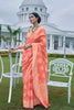 Starfish Orange Lucknowi Cotton Silk Saree With Plan Blouse - Bahuji - Premium Silk Sarees Online Shopping Store