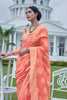 Starfish Orange Lucknowi Cotton Silk Saree With Plan Blouse - Bahuji - Premium Silk Sarees Online Shopping Store