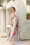 Baby Blue printed Woven Digital Silk Saree With Blouse - Bahuji - Premium Silk Sarees Online Shopping Store