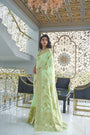 Mint Green Floral Zari Weaving Silk Saree