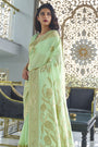 Mint Green Floral Zari Weaving Silk saree