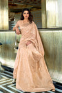 Rose Gold Woven Banarasi Silk Saree With Blouse
