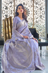 Lovender Zari Weaving Banarasi saree