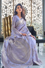 Lavender Span Zari Weaving Banarasi Silk Sarees