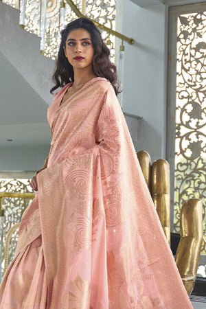 Fency Pink Color Soft Silk Banarasi Saree