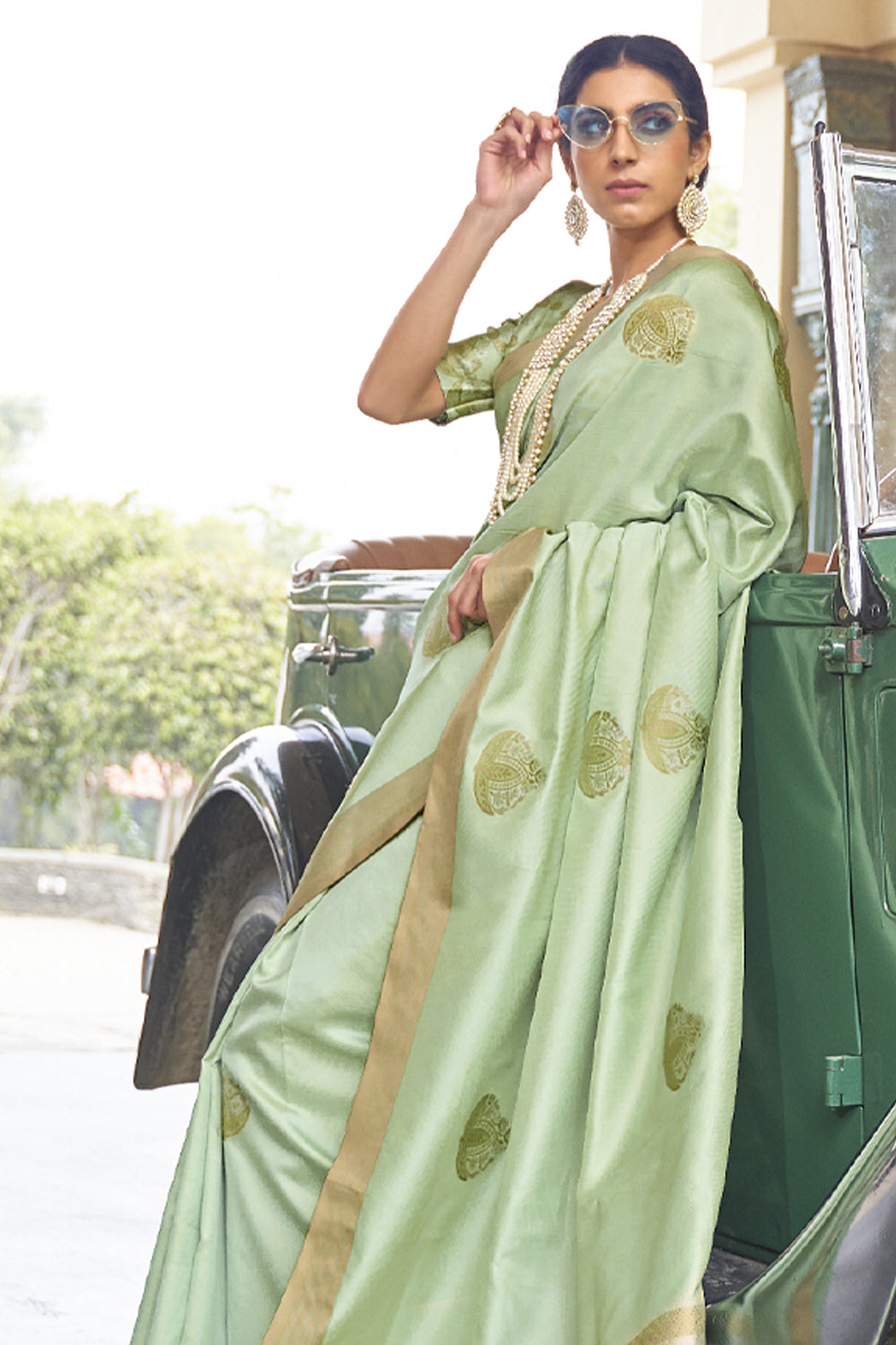 Refreshing Green Heavy Woven Banarasi Silk Saree