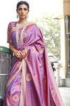 Lovender Kanjivaram Butta Silk Saree With Blouse - Bahuji - Premium Silk Sarees Online Shopping Store