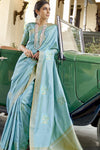 Captivating Baby Blue Banarasi Saree