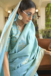 Captivating Baby Blue Banarasi Saree