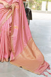 Gold Zari Designer Butta Pink Color Banarasi Saree