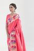 Punch Pink Woven Printed Kanjivaram Saree With Blouse - Bahuji - Premium Silk Sarees Online Shopping Store