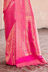 Pink golden zari kanjivaram silk saree