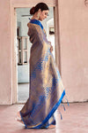 Blue handloom silk kanjivaram saree