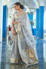 Perfect Light Grey Tissue Woven Silk Saree 