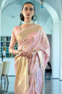 Taffy Light Pink Tissue Woven Silk Saree With Blouse