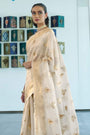 Beige Super Soft Light Cream Tissue Woven  Silk Saree With Blouse