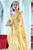 Tuscany Light Yellow Tissue Woven Silk Saree With Blouse - Bahuji - Premium Silk Sarees Online Shopping Store