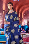 Unique Navy blue Kanjivaram Silk Saree 