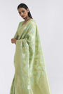 Graceful Pista Linen Silk Saree With Blouse