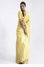 Banana Light Yellow Lenen Silk Saree With Blouse