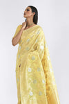 Banana Light Yellow Lenen Silk Saree With Blouse - Bahuji - Premium Silk Sarees Online Shopping Store