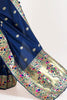 Navy Blue and Golden Paithani Silk Saree With Blouse - Bahuji - Premium Silk Sarees Online Shopping Store