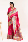 Taffy Pink Paithani Silk Saree With Blouse - Bahuji - Premium Silk Sarees Online Shopping Store
