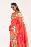 Fire Orange Paithani Silk Saree With Blouse - Bahuji - Premium Silk Sarees Online Shopping Store