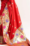 Crimson Red Paithani Silk Saree With Blouse - Bahuji - Premium Silk Sarees Online Shopping Store