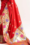 Crimson Red Paithani Silk Saree With Blouse - Bahuji - Premium Silk Sarees Online Shopping Store