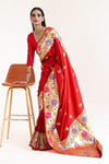Crimson Red Paithani Silk Saree With Blouse - Bahuji - Premium Silk Sarees Online Shopping Store