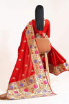 Crimson Red Paithani Silk Saree With Blouse - Bahuji - Premium Silk Sarees Online Shopping Store