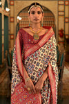 Red & Light Yellow Smooth Patola Silk Saree With Zari Weaving