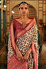 Red & Light Yellow Smooth Patola Silk Saree With Zari Weaving