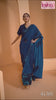 Teal Blue Lycra saree with Thread and sequins embroidery Work