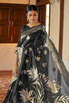 Black Soft Linen Banarasi Saree 